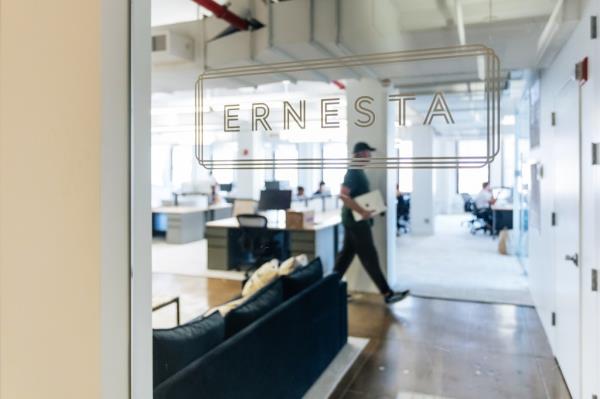 A man walking in the office of Ernesta in Manhattan on August 6, 2024. Photo taken by Emmy Park for NY Post.